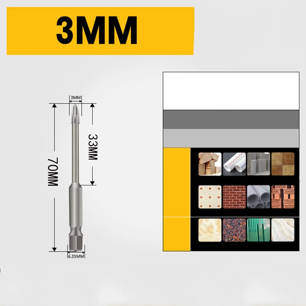 

3*70mm Universal Drilling Tool 5*76mm 8*80mm Cemented Carbide Drill Bit Drilling Efficient Power Tools 10*83mm