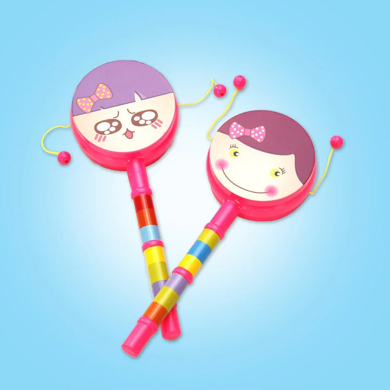 

Монтессори ребенок мультфильм [смайлик] Двусторонняя волна барабанщик погремушка детская игрушка