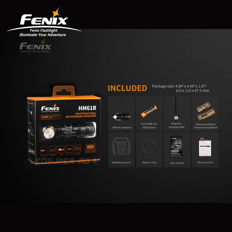Многофункциональный перезаряжаемый Налобный фонарик Fenix HM61R с магнитной зарядкой от usb с аккумулятором 3500 мАч
