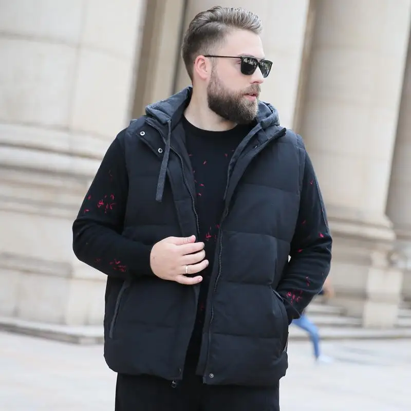 2022 winter men's duck down vest coat with a hood hat sleeveless parkas jacket for male black xxxxxxxxxxl 6xl 7xl 8xl 9xl 10xl
