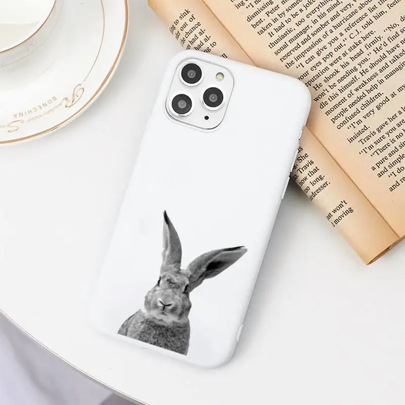 

Rabbit lovely cute animal Phone Case Candy Color for iPhone 6 7 8 11 12 s mini pro X XS XR MAX Plus