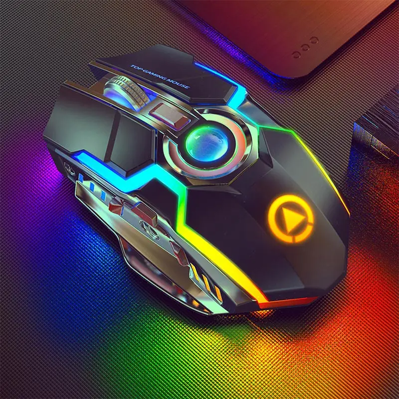 

2021 Wireless Mouse Rechargeable 2.4G Silent Gaming Mouse 1600 DPI 7 Buttons LED Backlight USB Optical Mouse For PC Laptop