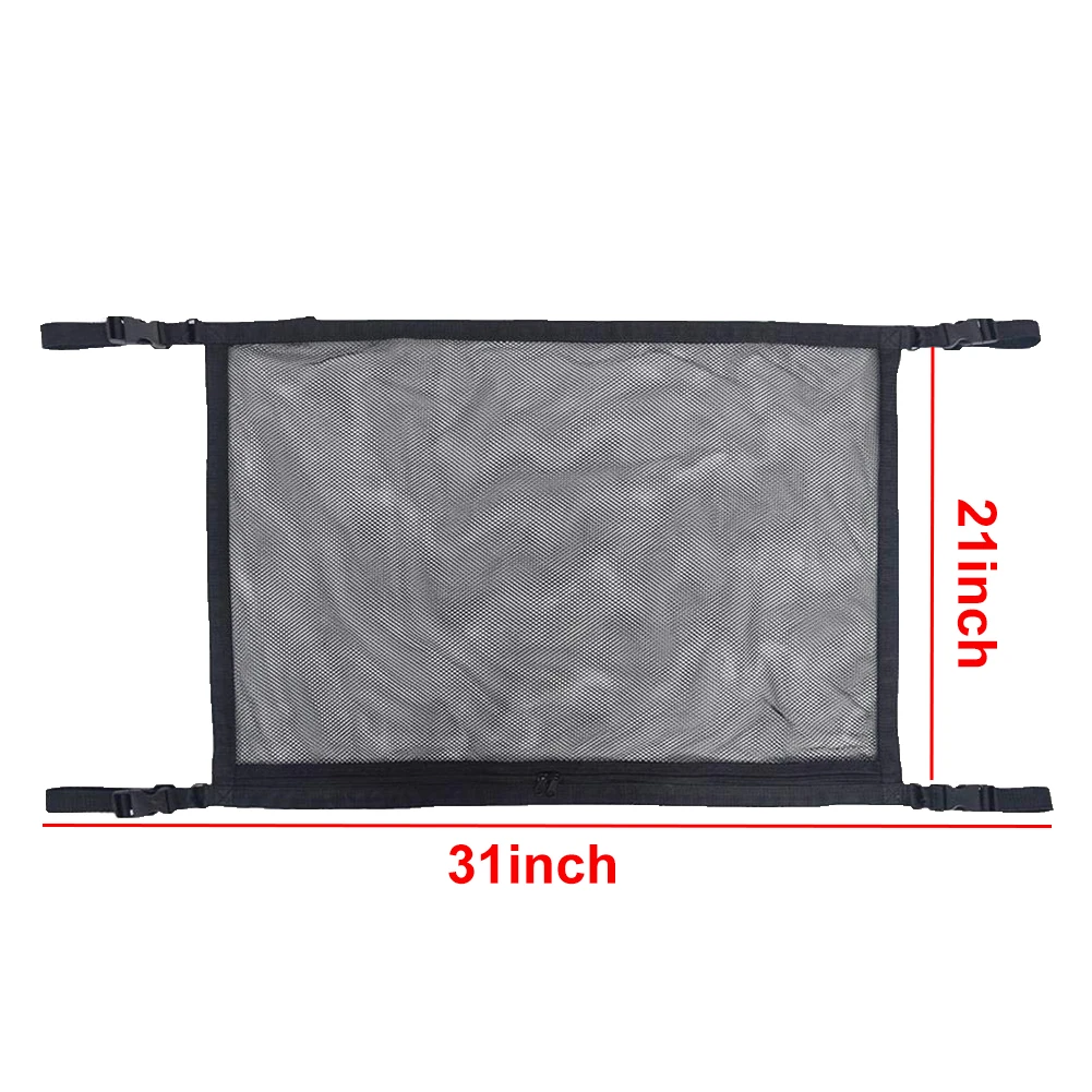 

Universal Car Ceiling Roof Interior Mesh Pocket Cargo Net Zipper Storage Bag Automobile Accessories