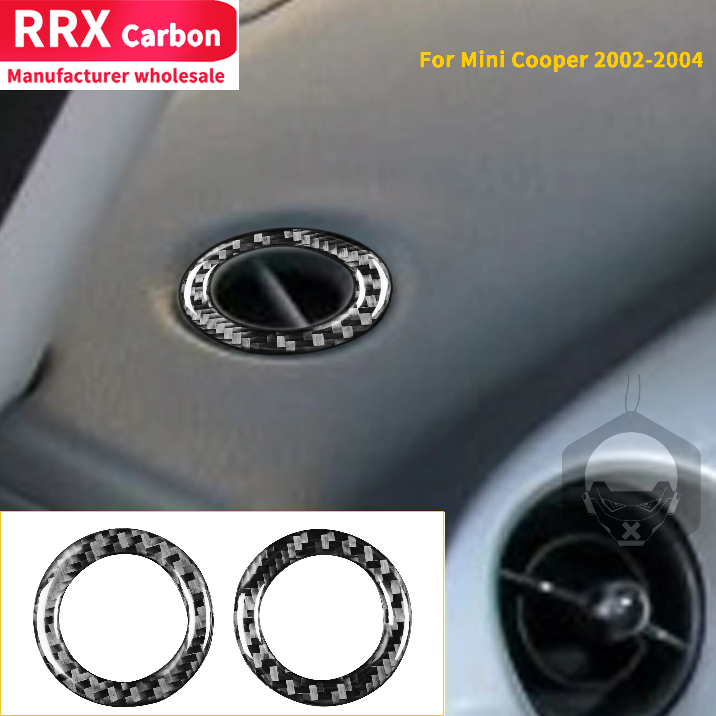 

Carbon Fiber Car Dashboard Defogging Tuyere Sticker Ring Interior Decoration For Mini Cooper Hatch One R50 R53 2002 2003 2004