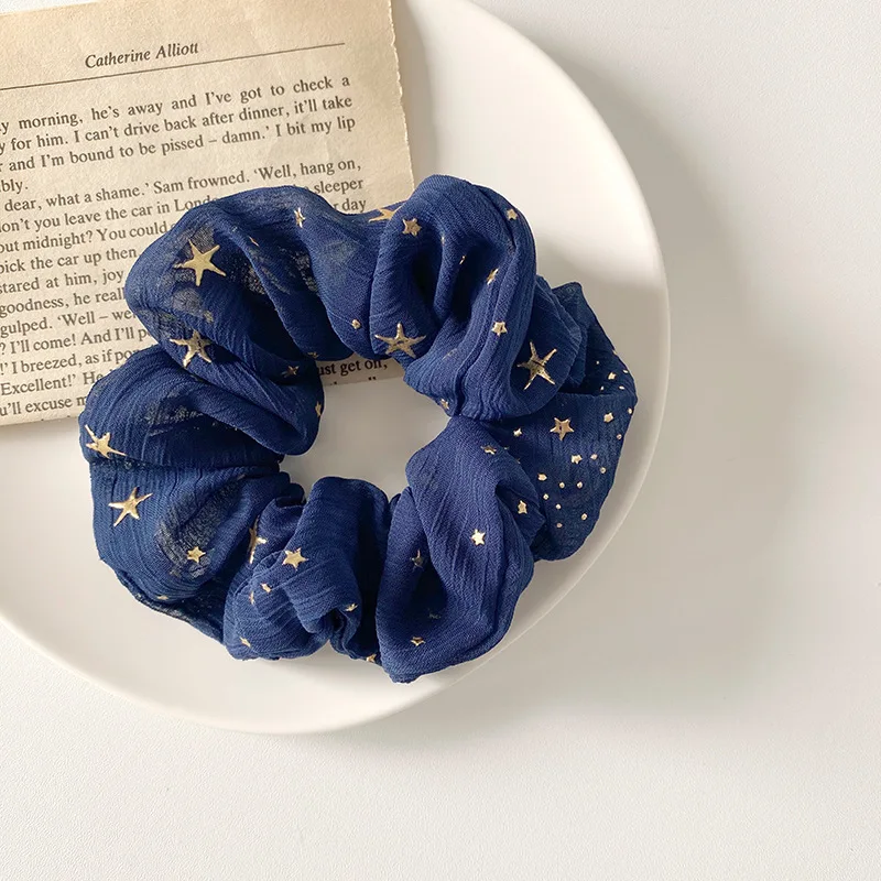 

New hair clips for women silk scrunchie star chiffon headpiece cord cravates de cheveux free shipping gumki do wlosow