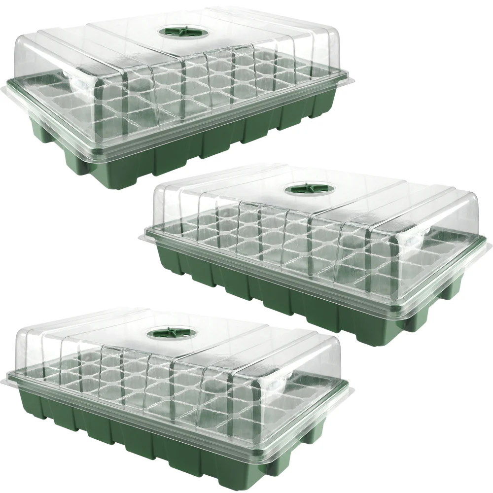 

Plant Growth Tools Seedling Trays Seed Starter Tray Sturdy 3pcs PP Sprouted Plastic Base For Seeds' Starting (15 Cells Per Tray)