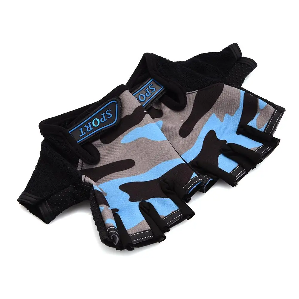 Камуфляжные детские велосипедные перчатки на полпальца моющиеся дышащие