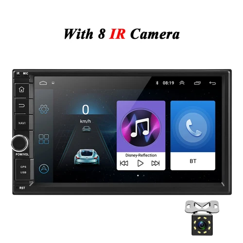 With 8 IR Camera Podofo Android 8,1 Автомобильный мультимедийный игрок двойной din автомобильный Радио 7 ''Сенсорный экран gps аудио Wifi Автомобильный MP5 плеер Поддержка Зеркало Ссылка - Цвет: With 8 IR Camera