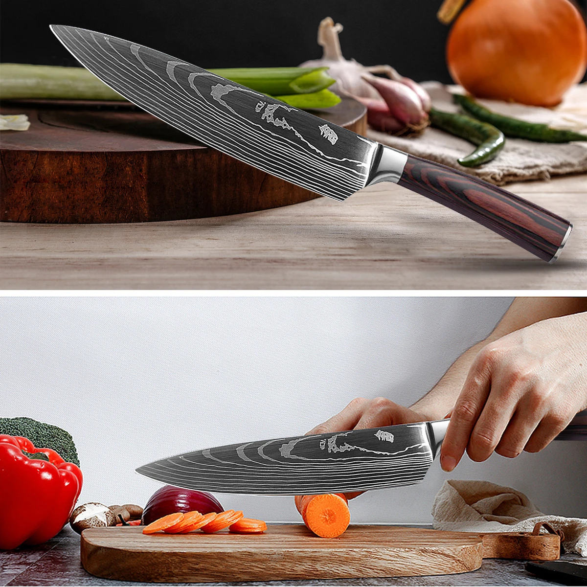 Дамасский кухонный нож шеф-повара японский для суши Twosun лосося сашими овощей