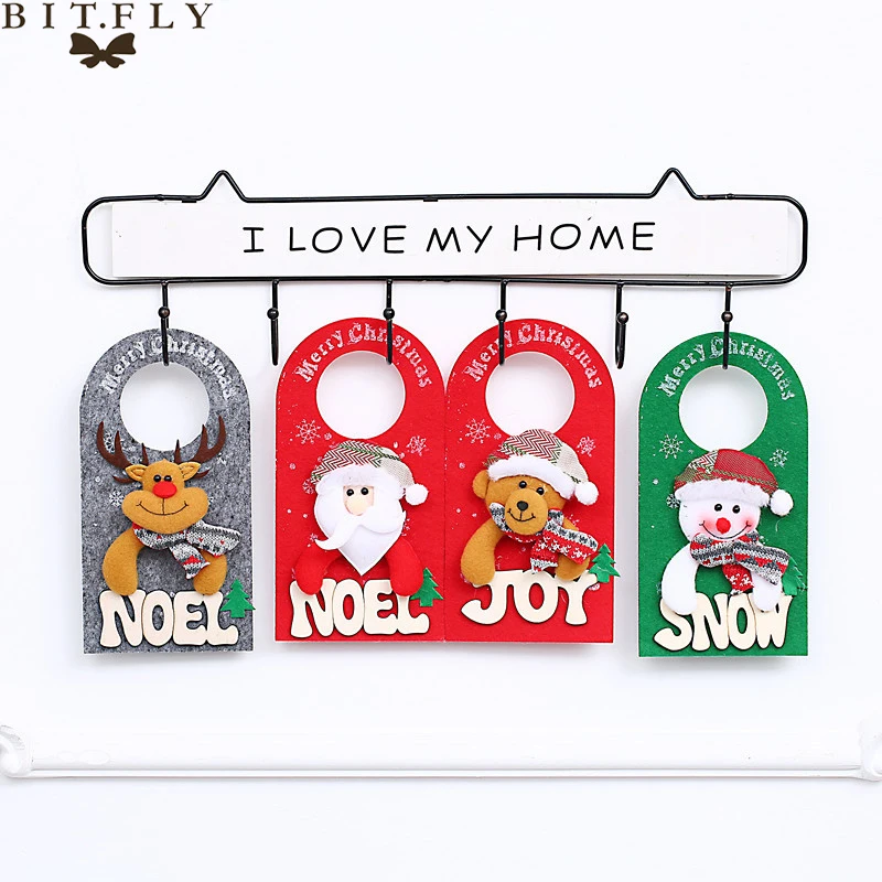 

Новые рождественские украшения для дома, подвесная дверь в виде Санта-Клауса, оленя, гостиница, торговый центр, атмосферный декор, подвеска ...