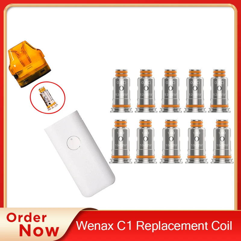 

5pcs/pack Wenax C1 Replacement Coil G0.8 0.8ohm G1.0 1.0ohm G Series Core Vaporizer Head For E Cig Wenax C1 Pod VS Boost Coil