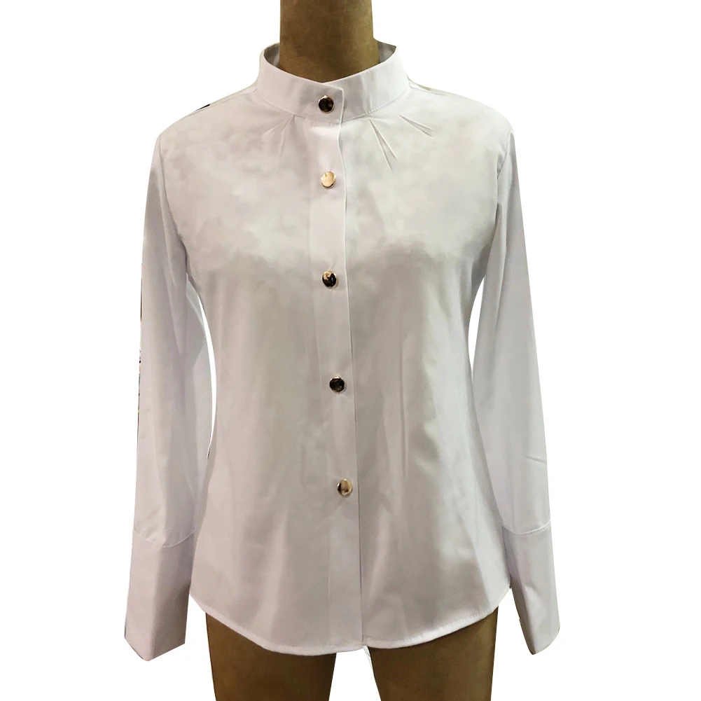 Весна-Осень 2020 Модная элегантная рубашка Офисная Женская однотонная блузка с