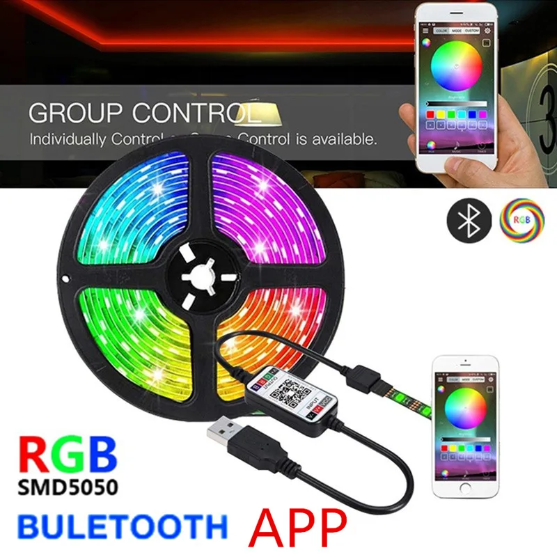 

USB LED Strip Light Flexible Lamp 1M 2M 3M 4M 5M Tape Diode SMD 5050 5V RGB LED Lights TV Background Lighting Bluetooth Control