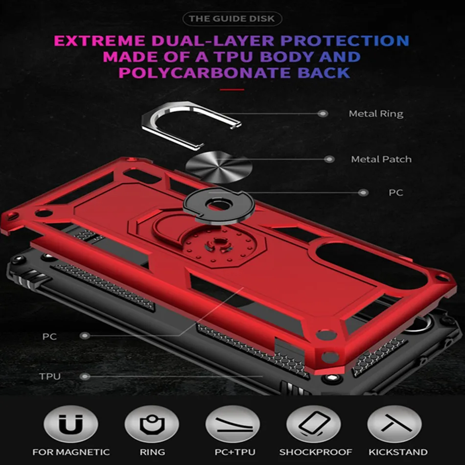 Фото Чехол-подставка для телефона с магнитным кольцом для Redmi Note 7 K20 Pro A3, чехол, армированный защитный чехол для Xiaomi CC9/CC9E/9/9SE/9T, чехлы, оболочка №3