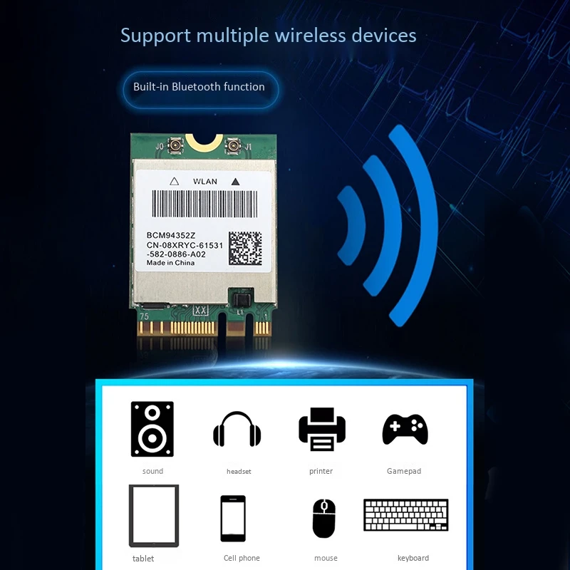 

WiFi Card with Antenna 1200Mbps BCM94352Z 5G 2.4G Dual Band Bluetooth 4.0 M.2 NGFF for Hackintosh MAC