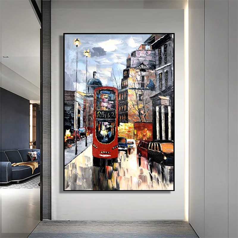 100% ручная роспись абстрактная картина уличный вид художественная живопись на