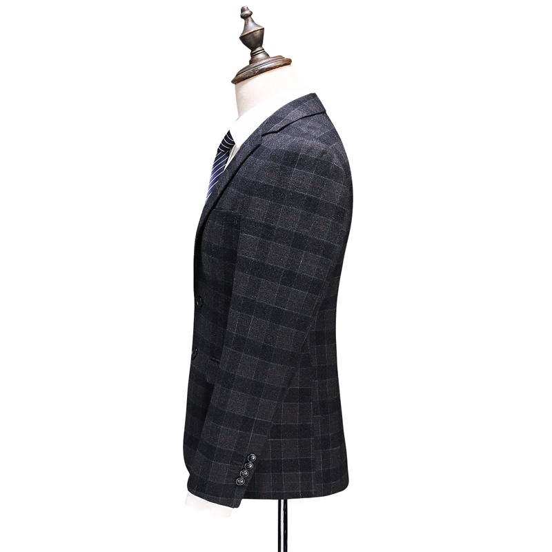 

New Fashion Plaid Suits Men Three-piece Set Size XXL XXXL 4XL Classic Slim Fit Mens Business Suit Jacket and Pants with Vest