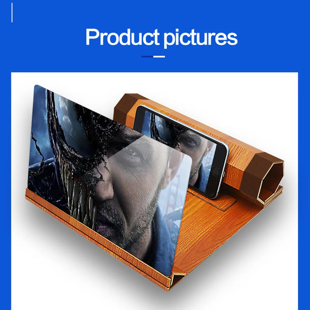 Binmer 12 inch Folding 3d phone magnifier screen With Wood Frame HD Video Magnifying Glass Bracket Stand tablet holder eye | Мобильные