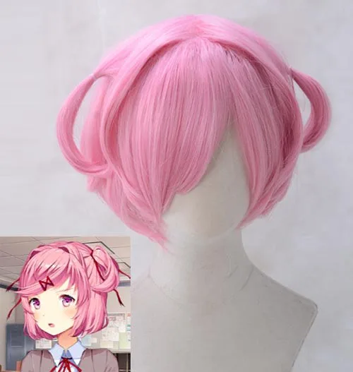 Natsuki wig Doki Literature Club Monika cosplay Sayori Yuri Natsuki Косплей Костюм Школьная форма для девочек Женский Игровой костюм полный комплект - Цвет: Natsuki wig