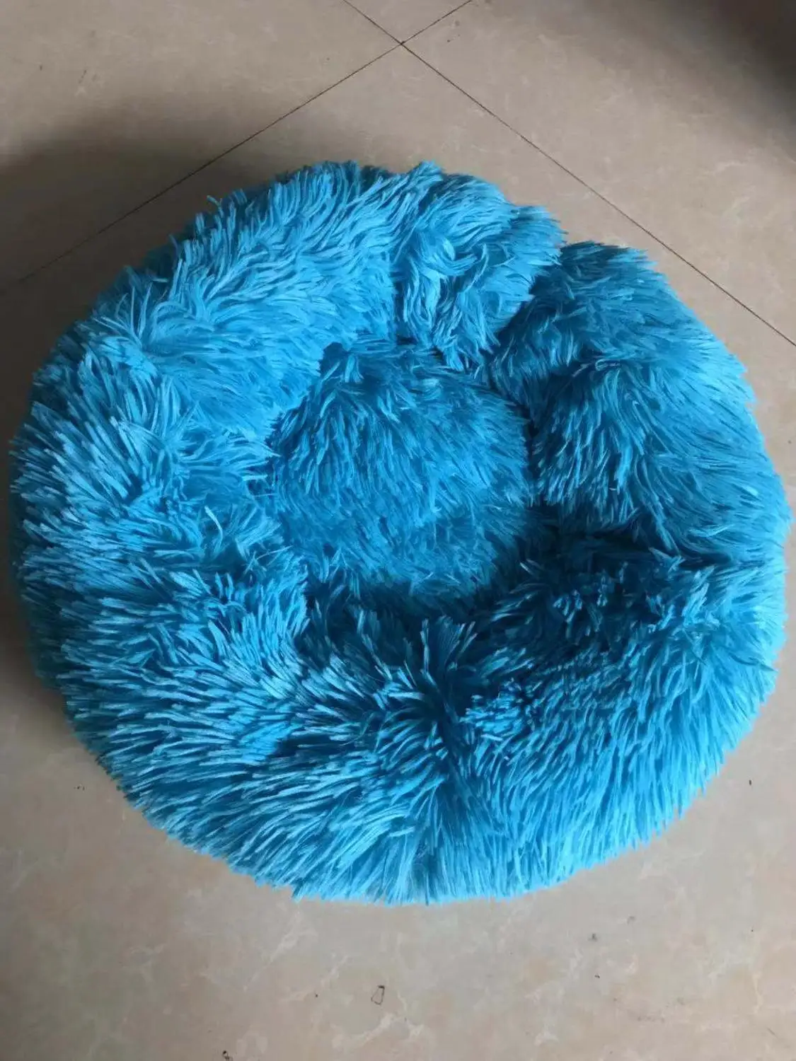 Blue Длинная плюшевая супер мягкая кровать для питомца кошки питомник для собаки круглый зимний теплый спальный мешок для щенка подушка коврик переносные принадлежности для кошек PD045 - Цвет: Blue