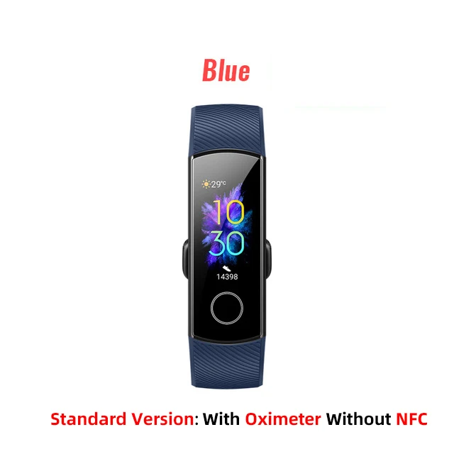 Синий Huawei Honor Band 5 Смарт-браслет, Оксиметр крови, кислород, волшебный цвет, сенсорный экран, плавающий ход, обнаружение пульса, сна, сна - Цвет: Синий