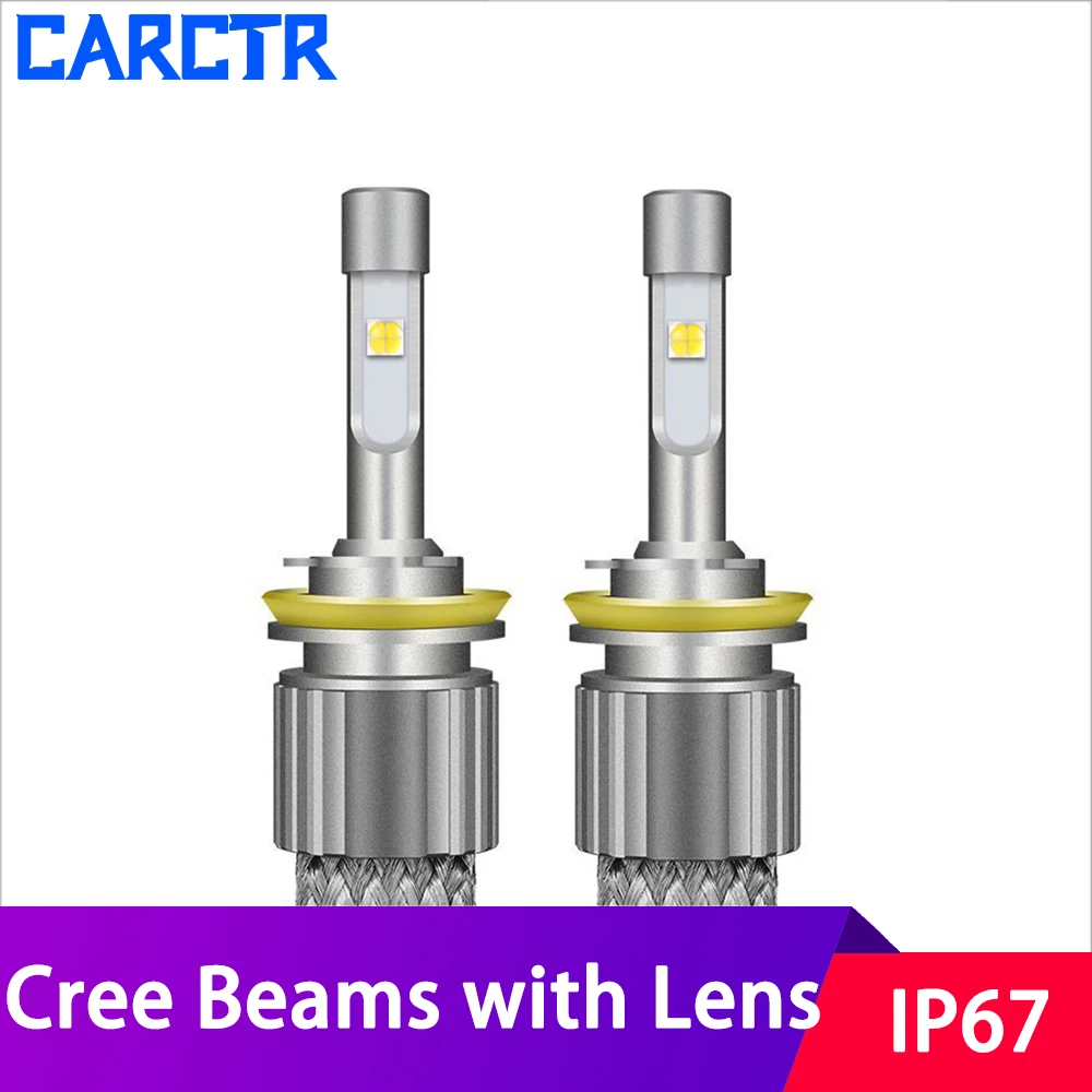 CARCTR Автомобильные светодиодные фары H7 лампы R3s с объективом H1 H3 H 9003 H8/9/11 лет H10/9005/900 881/880 9012 Выделите прожектор фары