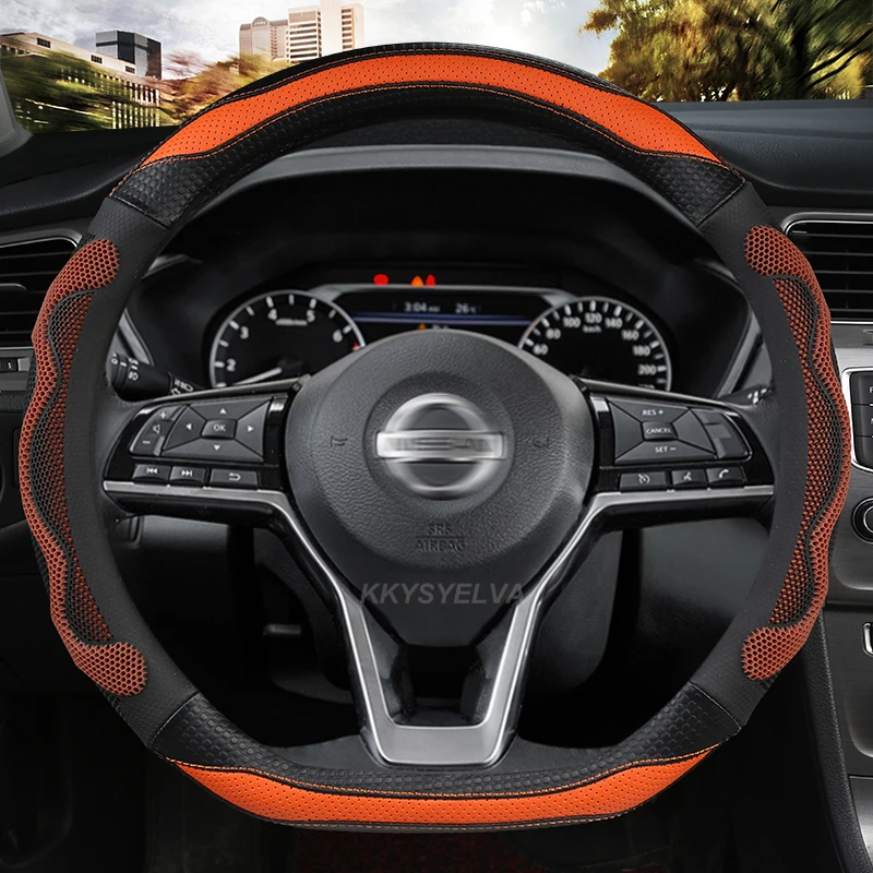 

D Shape Car Steering Wheel Cover PU Leather For Nissan Qashqai J11 Nissan X-trail T32 Golf 7 Tiguan 2019 2020 Kia Optima K5 2021