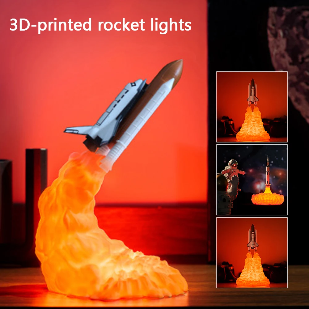 

2021 Newest Dropshipping Space Shuttle Lamp and Moon lamps In Night Lights By 3D Print For Space Lovers Rocket Lights