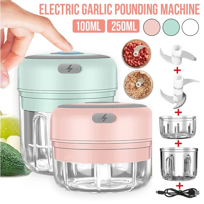 Electric Food Chopper 100/250ml Mini USB Wireless Electric Garlic Masher USB Garlic Masher Kitchen Fruit Vegetable Gadgets Tool