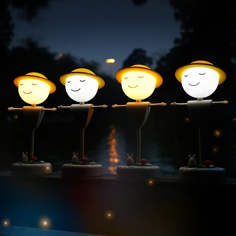 LED Night Light Scarecrow Style USB Rechargeable Bedside Lamp Children's Room Decoration Hose Child Cartoon Gift | Лампы и