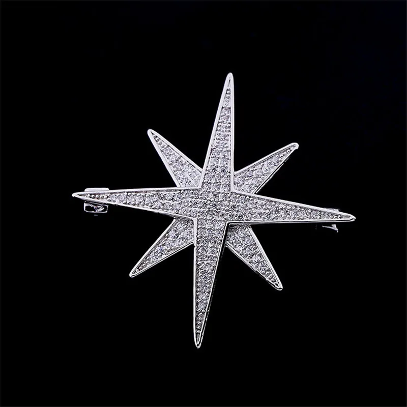 

Wedding Fashion Corsage Brand Design Luxury Star Brooches Pins Cubic Zirconia Gold-Plated Brooch Jewelry
