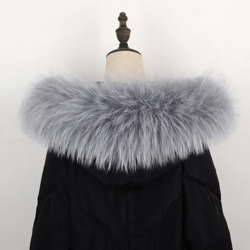 light grey Горячая Распродажа дизайнерский шарф женский роскошный куртки для женщин воротник из натурального меха Зимний теплый мех енота капюшон меховой шарф - Цвет: light grey