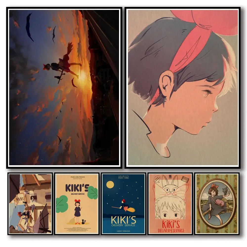 33 дизайны Ghibli фильм Кики Услуги плакат из крафт бумаги HomeDecal настенная живопись