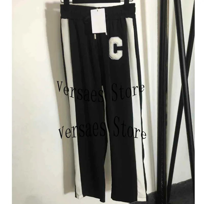 

2021 luxury design letter embroidery fashion women's pants temperament high waist slim versatile wide leg pants casual pants