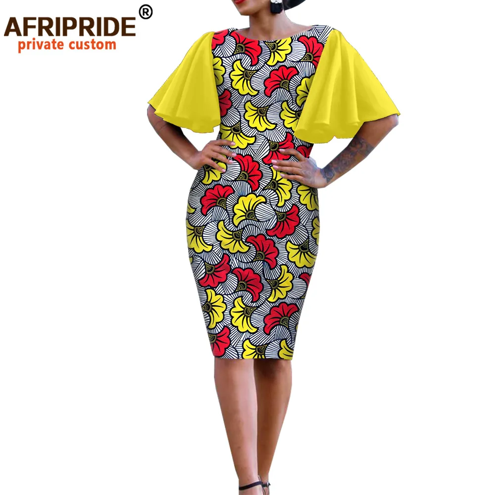 Женское облегающее платье в африканском стиле с короткими рукавами бабочками и