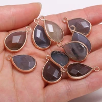 natural stone faceted grey agates pendants water drop shape exquisite charms for jewelry making diy earring necklace accessories