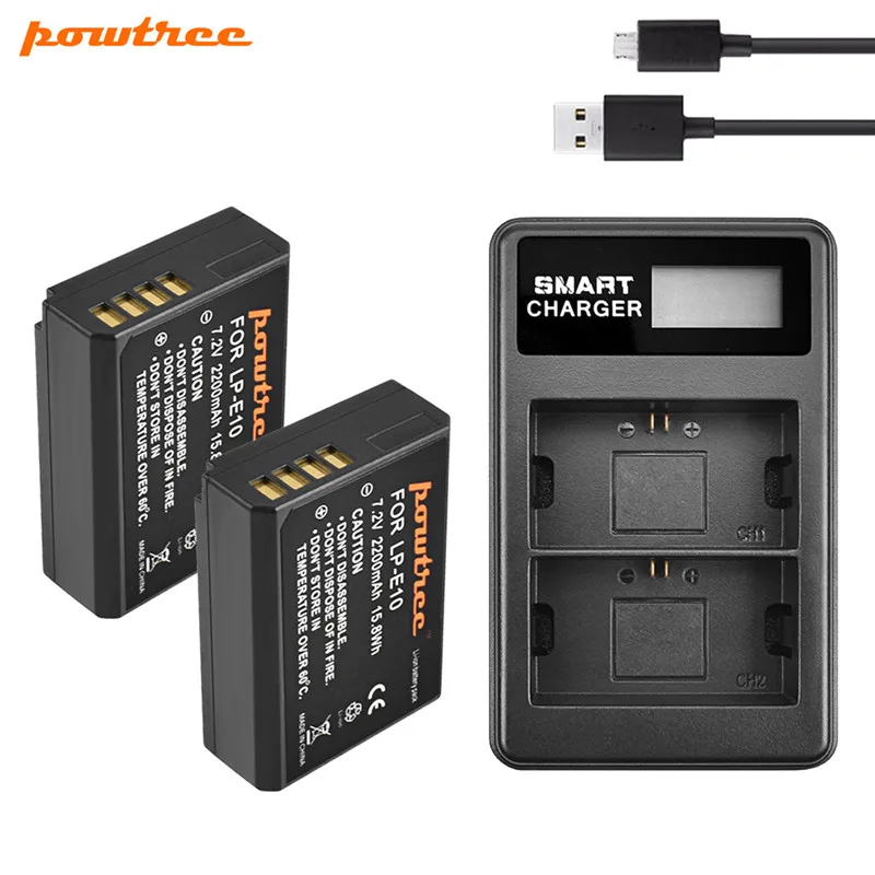 Аккумулятор для камеры Powtree LPE10 LP E10 зарядное устройство с двумя USB-портами и