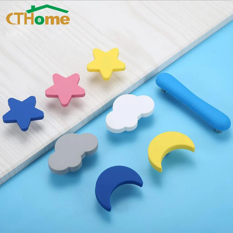 Ctome детские резиновые дверные ручки Луна Звезда мультфильм мебель ПВХ облако