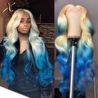 ombre blonde lace front wig human hair body wave blue hd lace frontal wig brazilian remy human hair wigs for black women