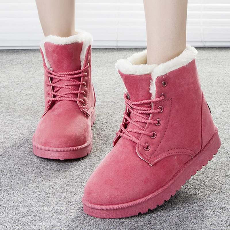

Free shipping Women Boots Faux Suede Snow Boots Women Ankle Boots Warm Fur women booties Solid Winter Boots Leather Women Shoes