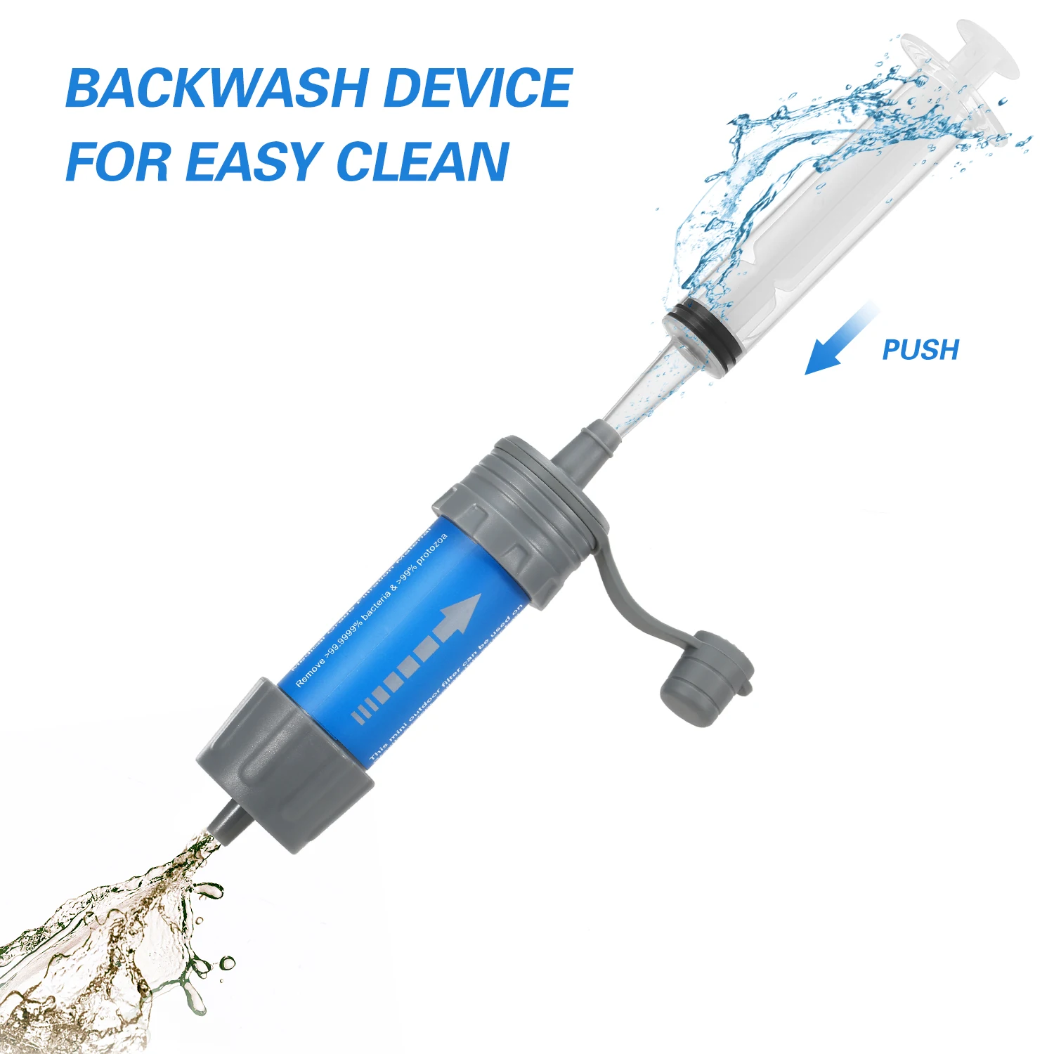 

Water Filter Straw Set With Ball Pump Water Filtration Straw Water Purifier for Survival Emergency Camping Hiking Backpacking