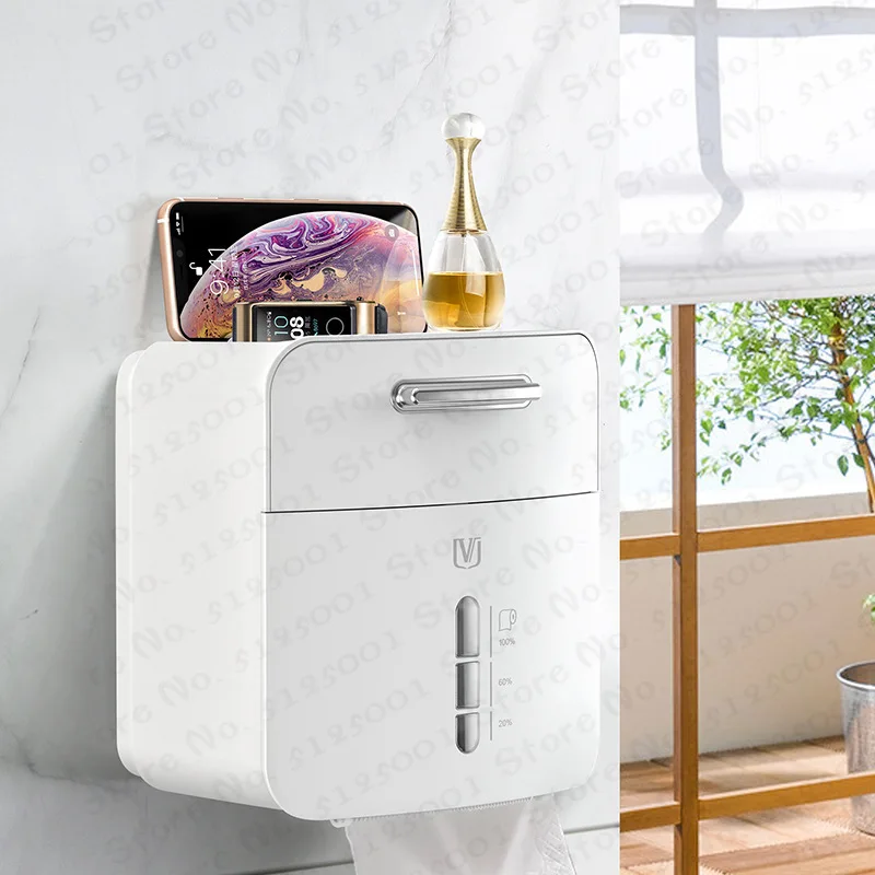 

Toilet Paper Holder Waterproof Wall Mount for Toilet Paper Tray Roll Paper Tube Storage Box Tissue Box Shelf Bathroom Supplies
