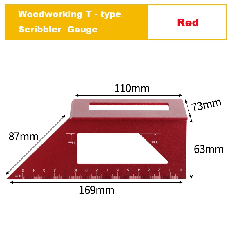 

Woodworking t-type Square Ruler Scribe Mark Line Miter 45 /90 Degree Aluminum Alloy Ruler Portable Square Carpenter Tools