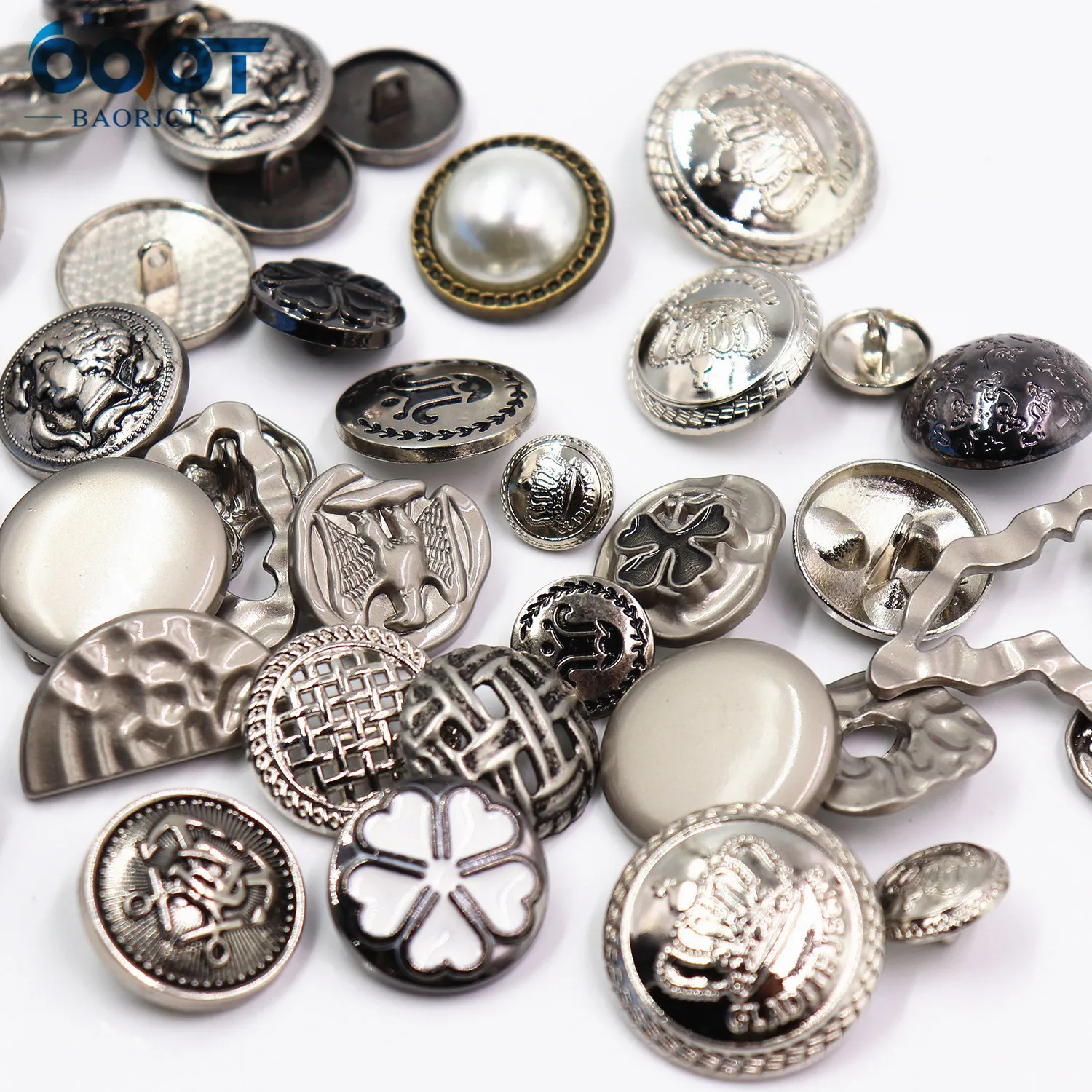 18565 черно-желто-серебристая Металлическая пуговица булавочная 50 различных