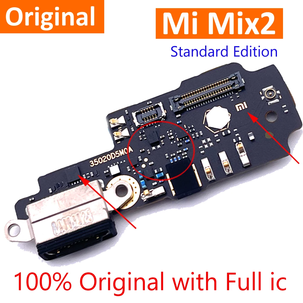 

100% Original Mix2 USB Charge Board For Xiaomi Mi MIX 2 Charging Port Dock Plug Connector With Microphone Flex Cable Full IC