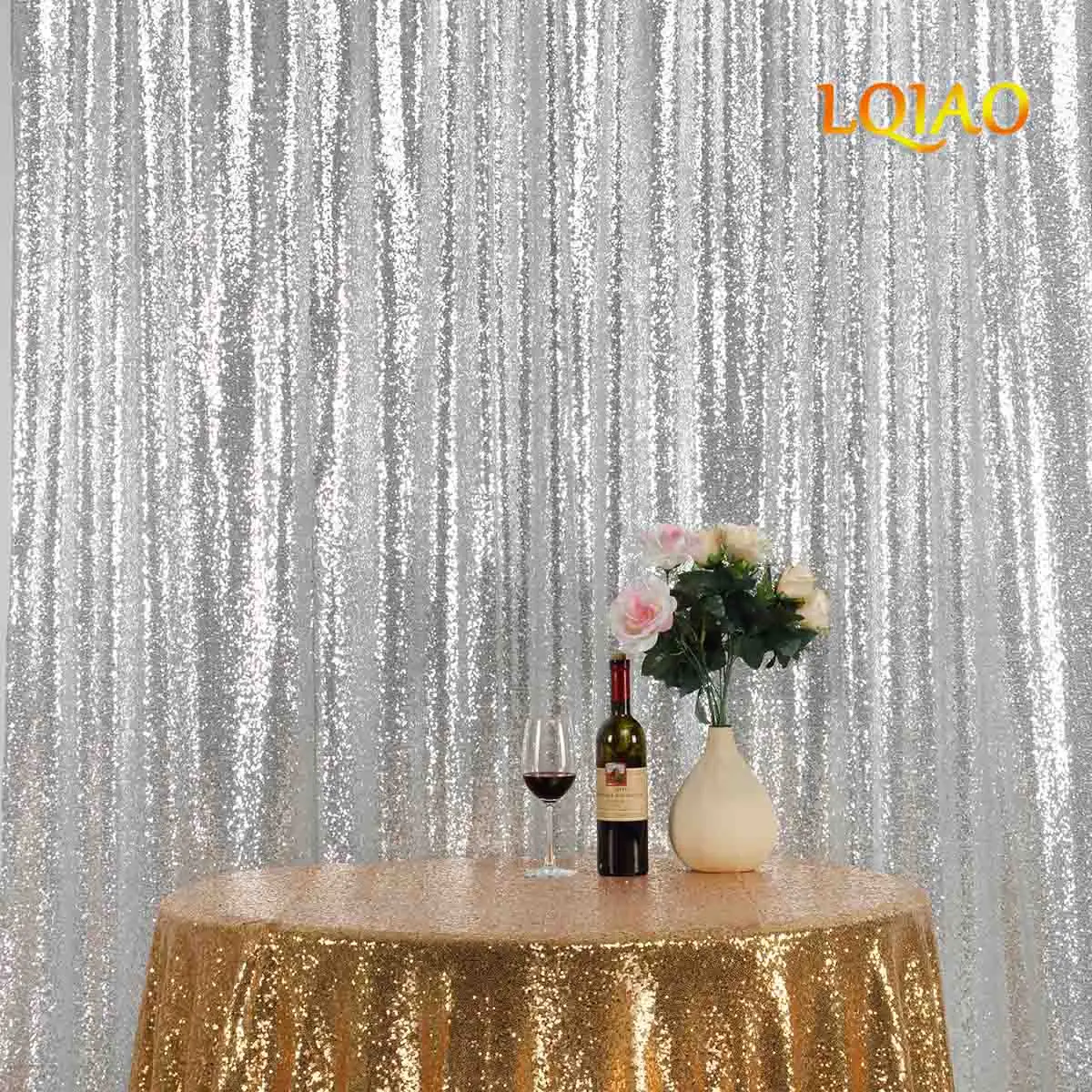 

Фон для фотосъемки LQIAO, блестящий серебристый фон с блестками, 4 фута, 8 футов