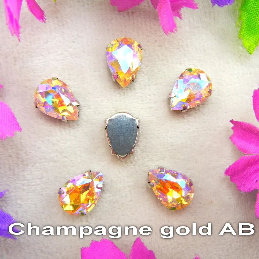 AB цвета серебряные крабы отверстия 7 размеров капля воды КАПЛЕВИДНАЯ стеклянная