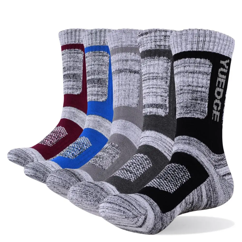 Multi color YUEDGE, 5 пар мужских Хлопковых Носков, брендовые Новые повседневные деловые теплые плотные зимние носки, счастливые мужские носки, Длинные походные носки - Цвет: Multi color
