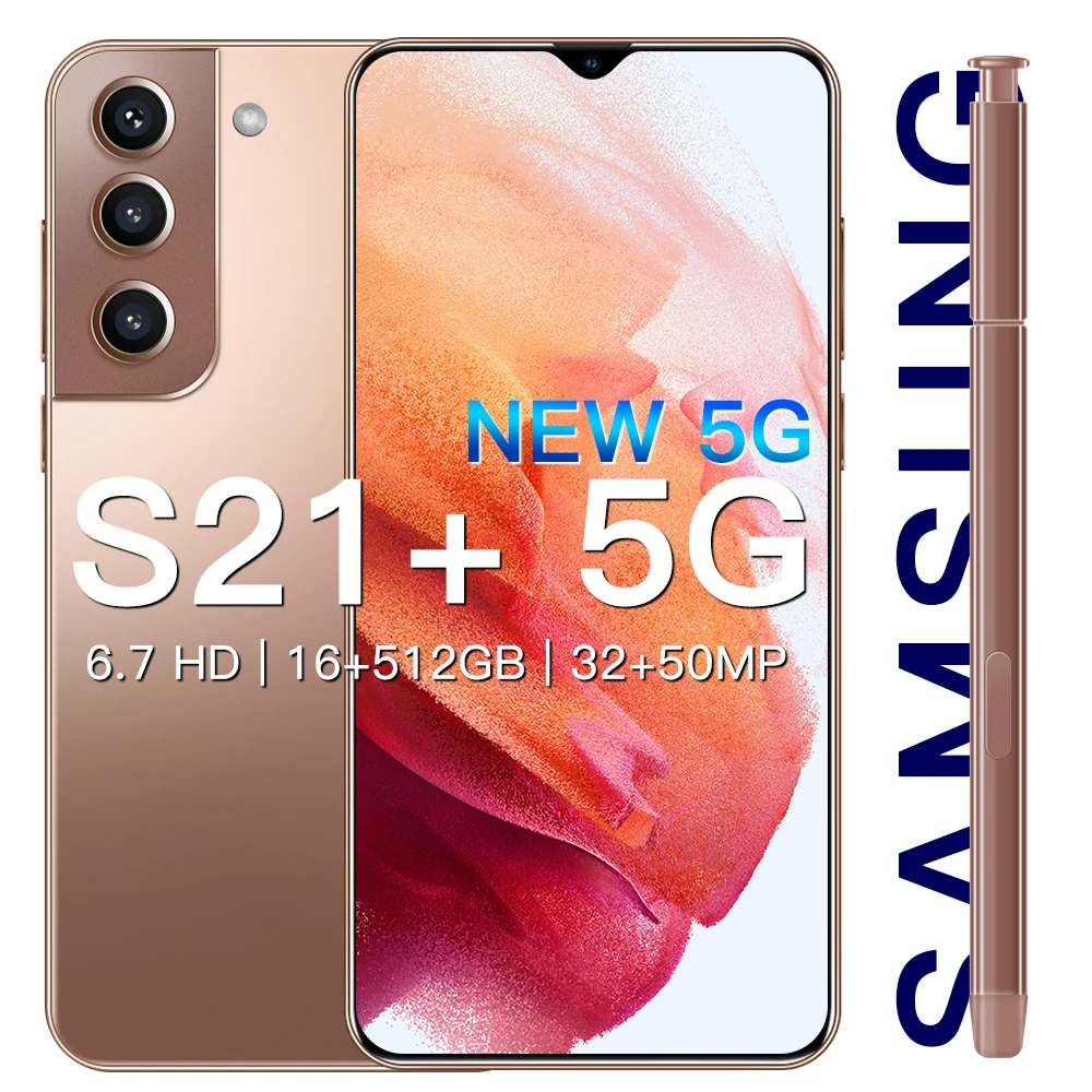 

2021 Hot Multi-Language 5G Smartphone S21+ 6800mAh Large Battery 6.7Inch 16+512GB 32+50MP Face ID Unlock Dual SIM Mobile Phone