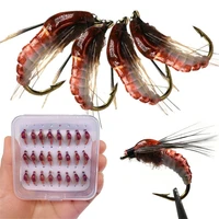 61224pcsbox 10 fast sinking nymph scud fly bug worm trout fishing flies artificial insect fishing bait lure
